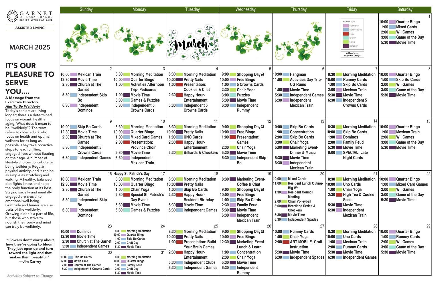 Assisted Living Event Calendar